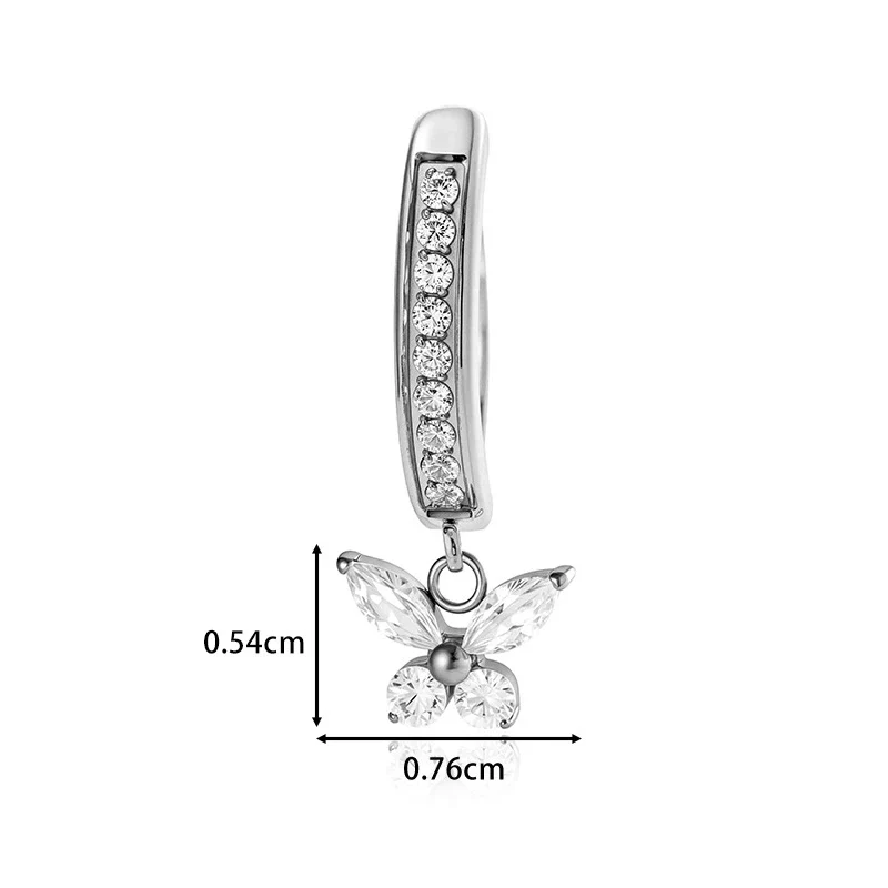 Titanium Alloy Inlaid Zircon Insect Shaped Butterfly Pendant Abdominal Piercing Jewelry For Women - Image 6