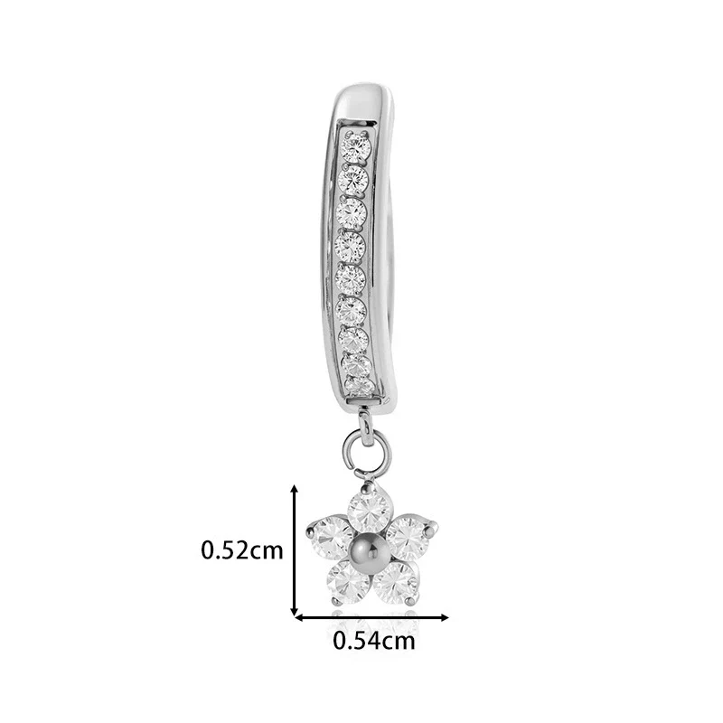 Titanium Alloy Inlaid Zircon Small Flower Pendant Abdominal Piercing Jewelry For Women - Image 6
