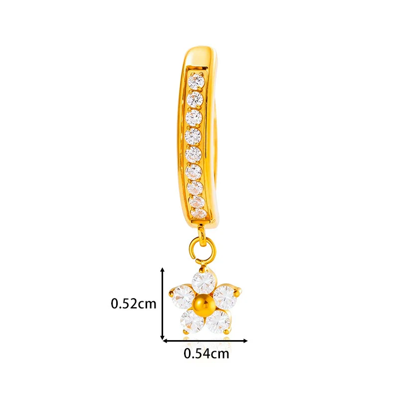 Titanium Alloy Inlaid Zircon Small Flower Pendant Abdominal Piercing Jewelry For Women - Image 7