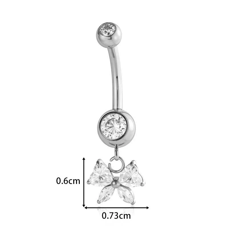 Titanium Alloy Inlaid Zirconium Flower Butterfly Pendant Navel Nail Women's Abdominal Piercing Jewelry - Image 16