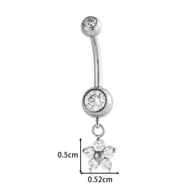Titanium Alloy Inlaid Zirconium Flower Butterfly Pendant Navel Nail Women's Abdominal Piercing Jewelry - Image 17