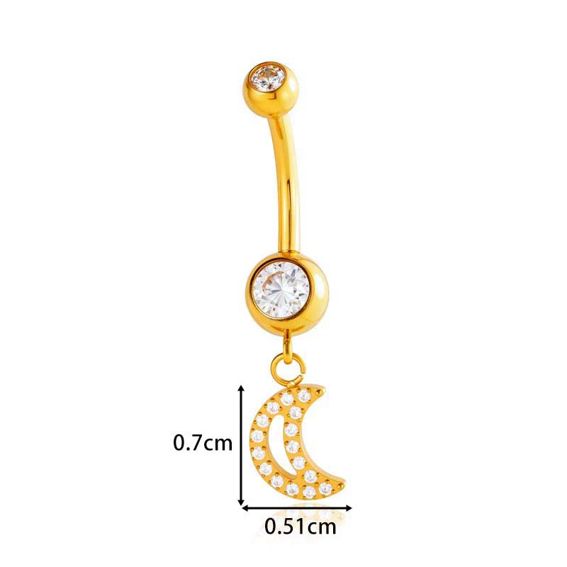 Titanium Alloy Inlaid Zirconium Flower Butterfly Pendant Navel Nail Women's Abdominal Piercing Jewelry - Image 6