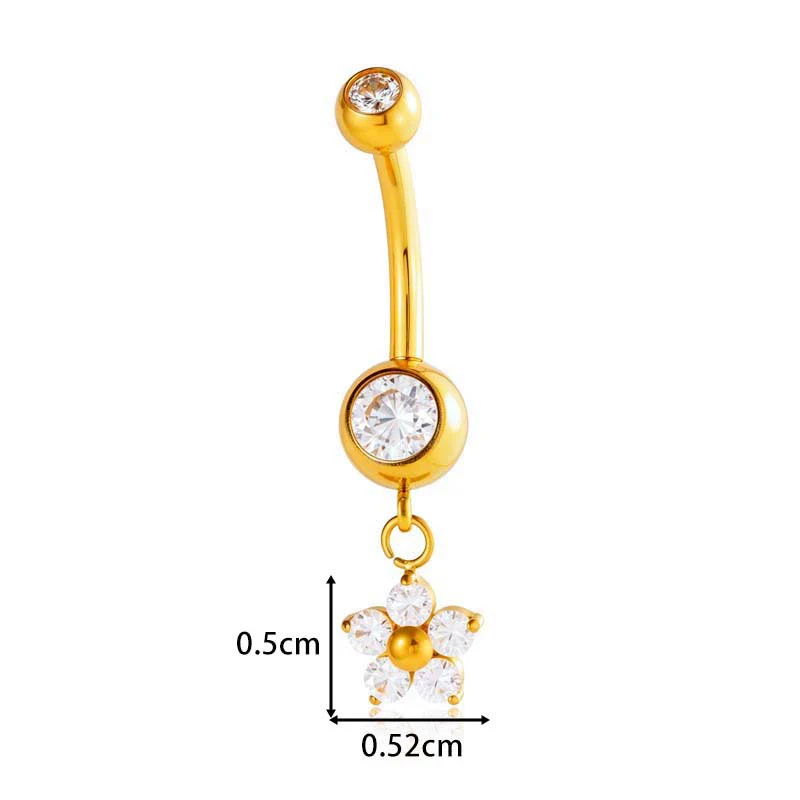 Titanium Alloy Inlaid Zirconium Flower Butterfly Pendant Navel Nail Women's Abdominal Piercing Jewelry - Image 9