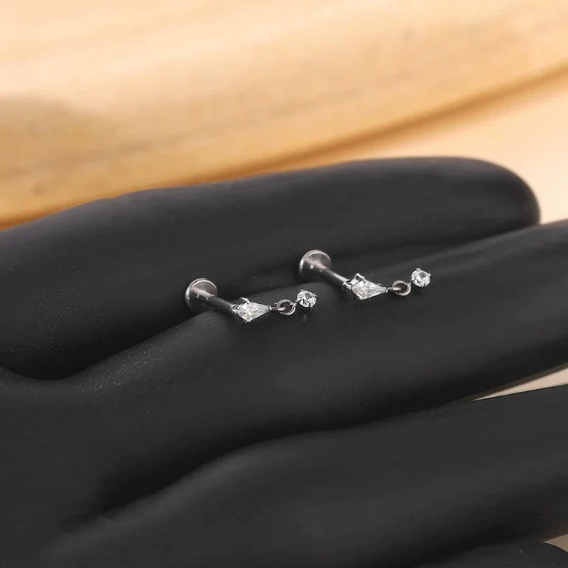 Titanium Alloy Piercing Earrings With Heart Bow And Star Shapes Electroplated Design Versatile Style - Image 2