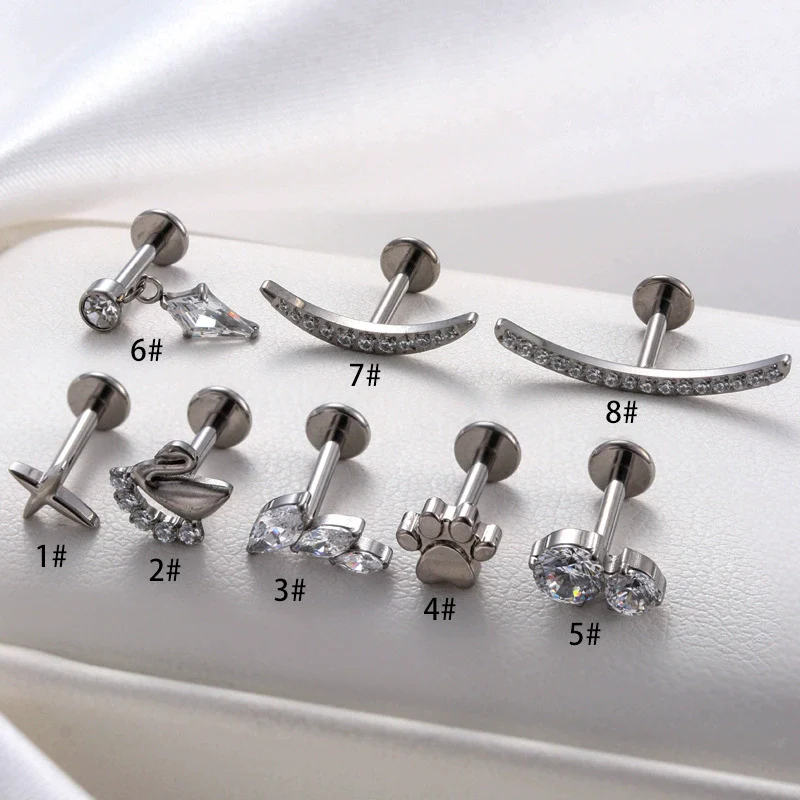 Titanium Alloy Women's Flowerinlaid Electroplated Earring - Image 3
