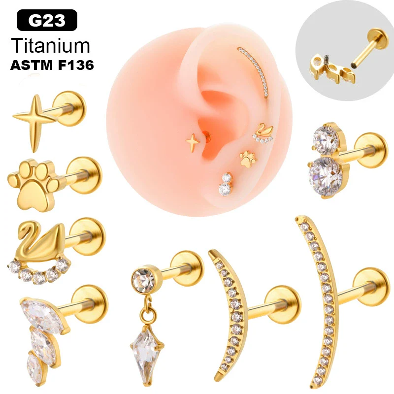 Titanium Alloy Women's Flowerinlaid Electroplated Earring - Image 5