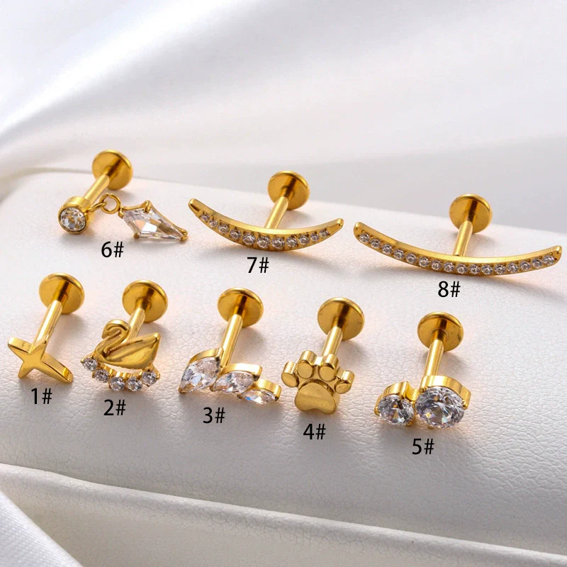 Titanium Alloy Women's Flowerinlaid Electroplated Earring - Image 7
