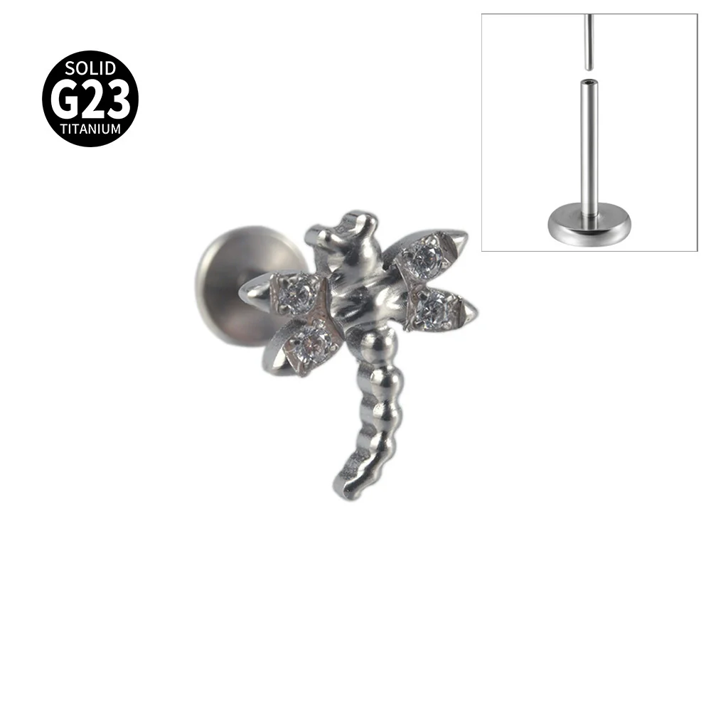 Titanium Insects Pattern Threadless Insert Earrings With Electroplating - Image 14