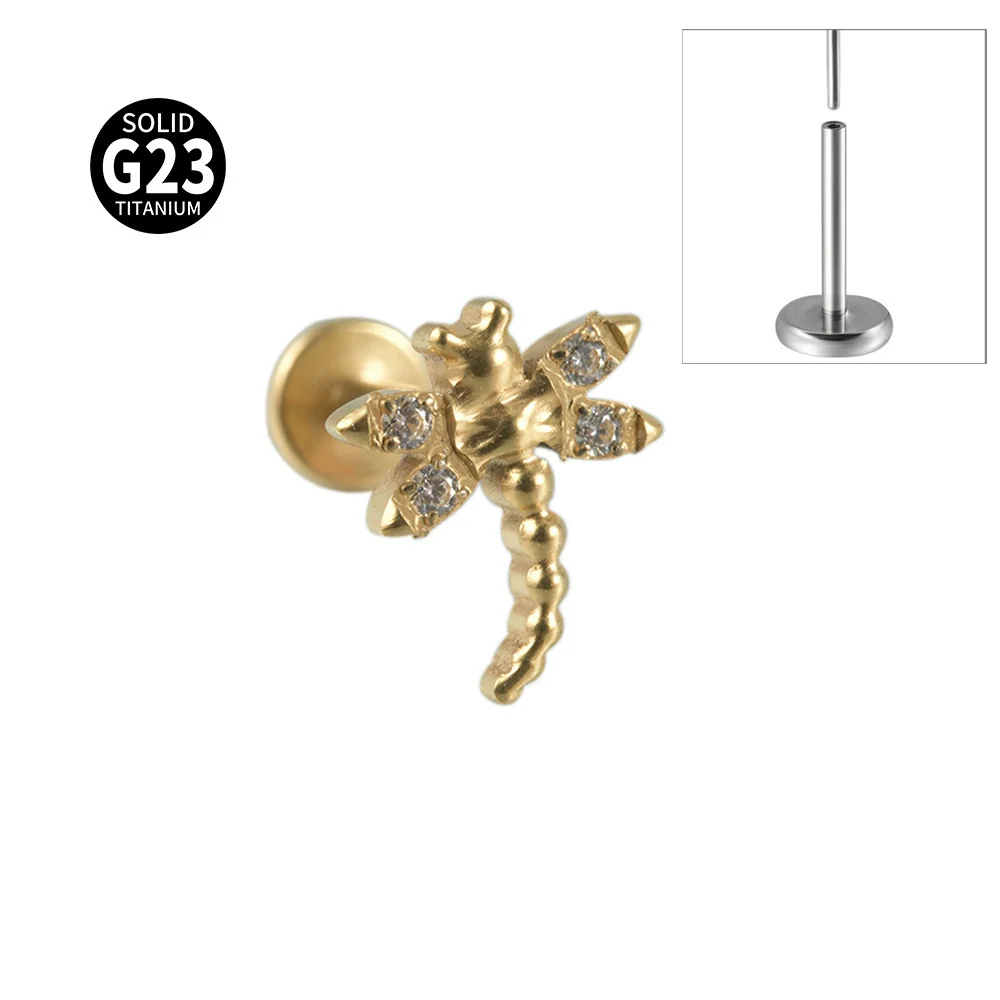 Titanium Insects Pattern Threadless Insert Earrings With Electroplating - Image 15