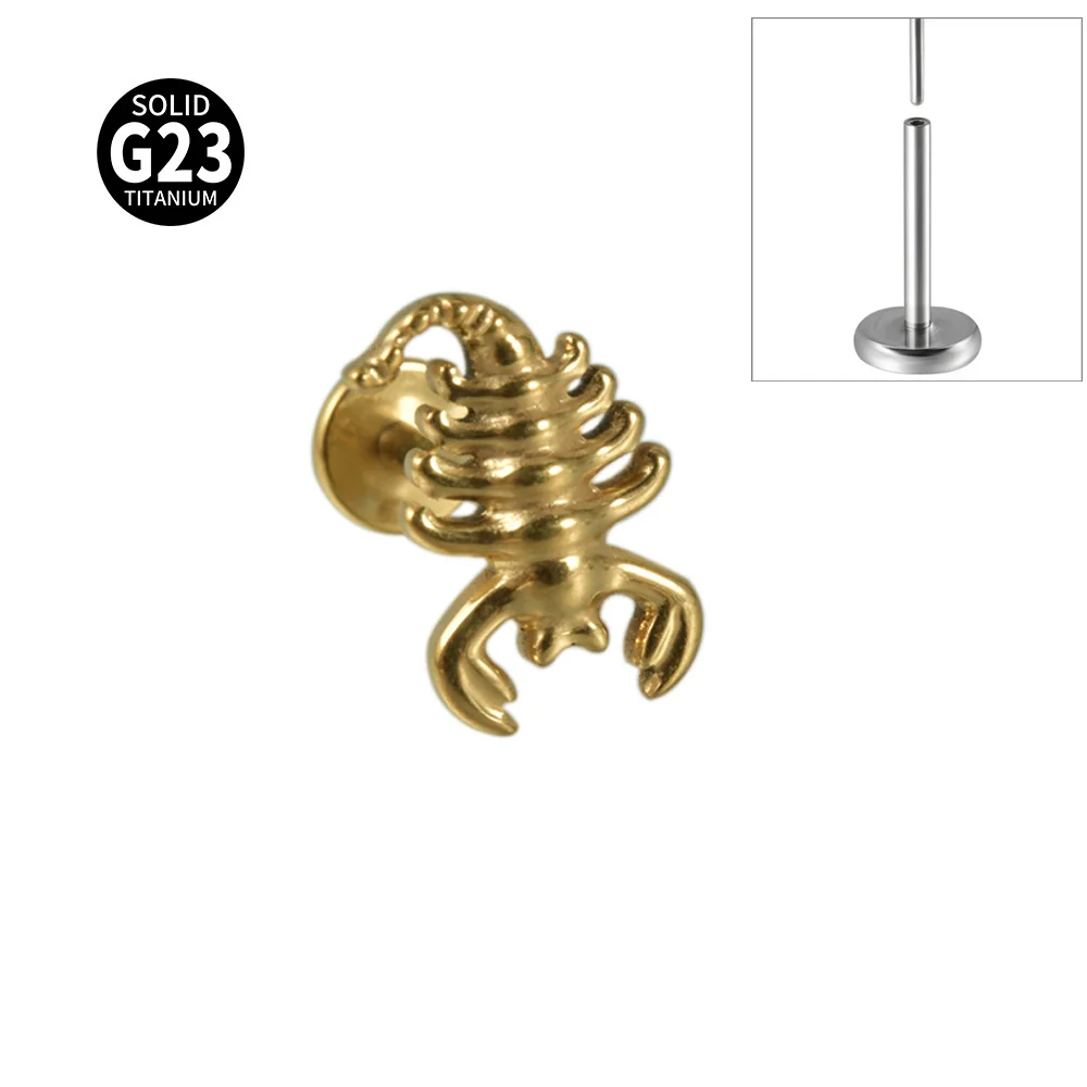Titanium Insects Pattern Threadless Insert Earrings With Electroplating - Image 19