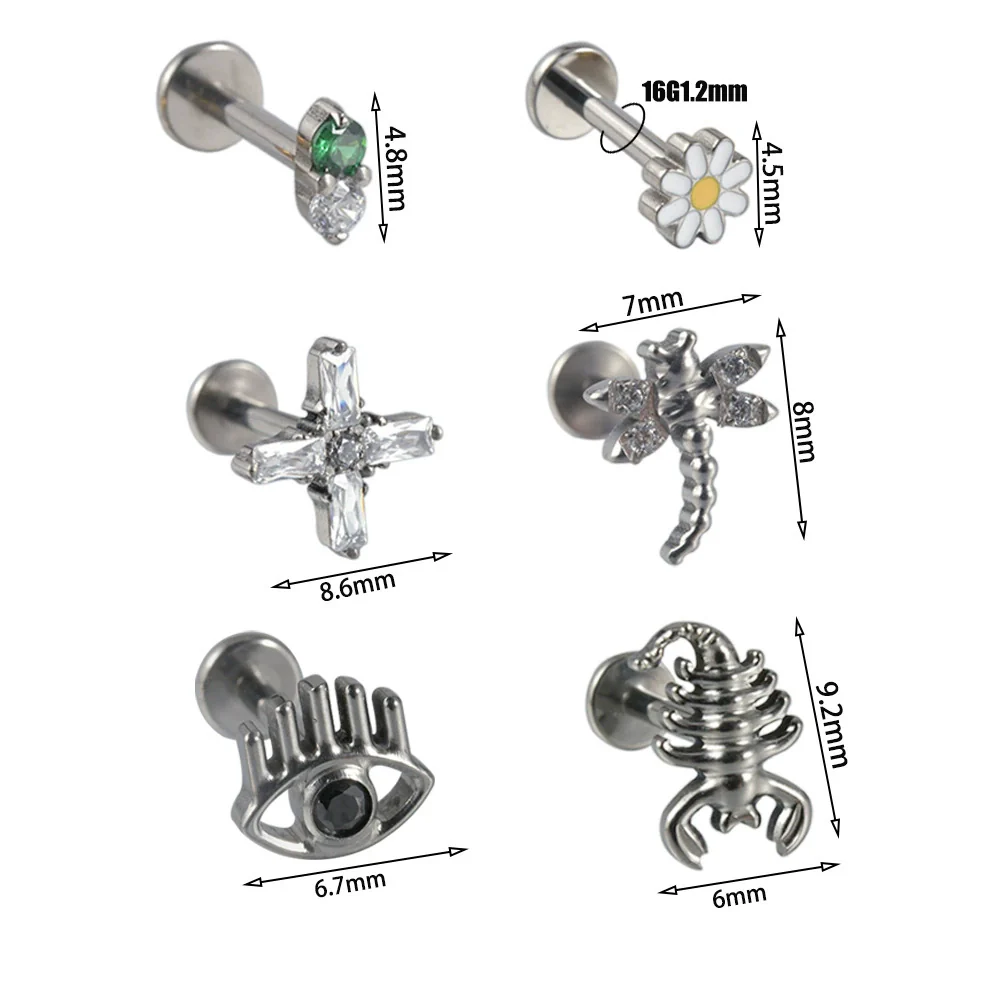 Titanium Insects Pattern Threadless Insert Earrings With Electroplating - Image 4