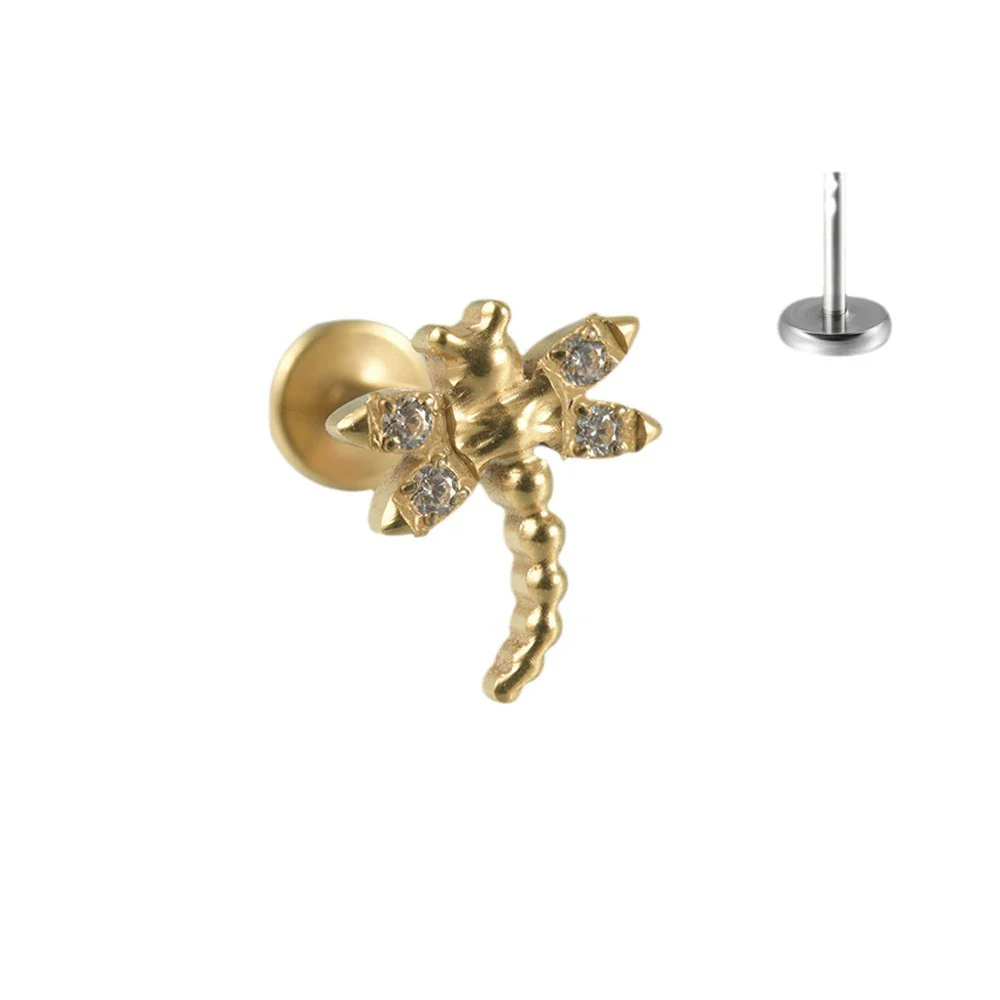 Titanium Insects Pattern Threadless Insert Earrings With Electroplating - Image 5