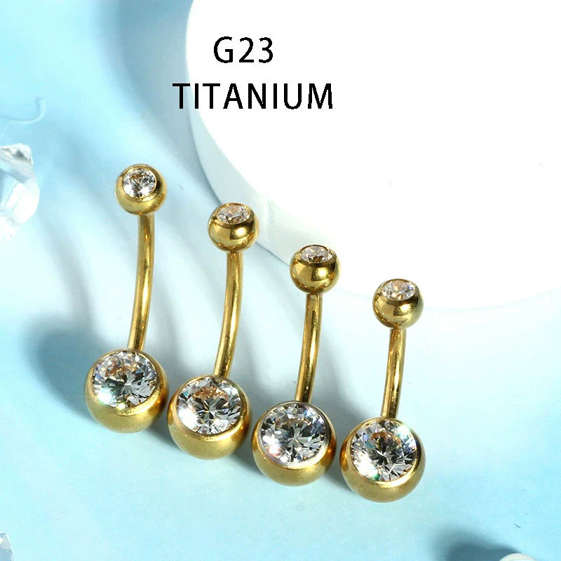 Titanium Navel Ring Ball Shape Unisex Body Piercing Jewelry Inlaid With Zircon - Image 3