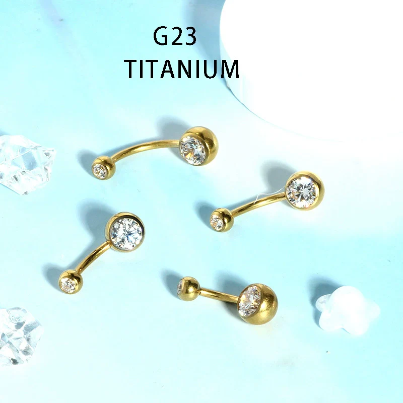 Titanium Navel Ring Ball Shape Unisex Body Piercing Jewelry Inlaid With Zircon - Image 4