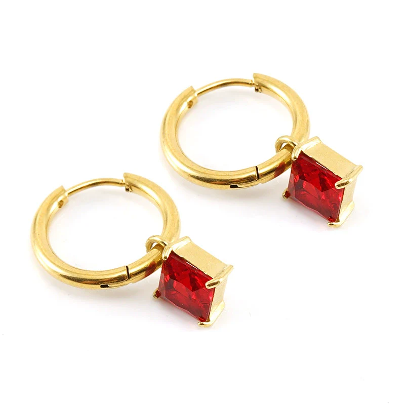316L Stainless Steel 18K Gold Plated Square Geometric Drop Shape Earrings For Women - Image 10