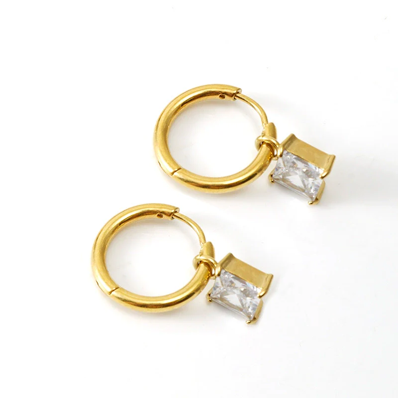 316L Stainless Steel 18K Gold Plated Square Geometric Drop Shape Earrings For Women - Image 11