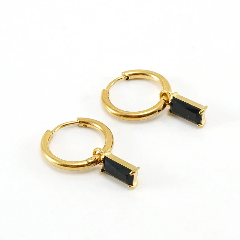 316L Stainless Steel 18K Gold Plated Square Geometric Drop Shape Earrings For Women - Image 16