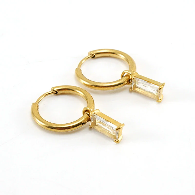 316L Stainless Steel 18K Gold Plated Square Geometric Drop Shape Earrings For Women - Image 17