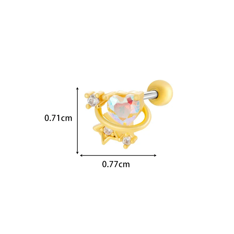 Titanium Steel And Copper Earrings With Inlaid Zircon Heart Bow Bear Design Electroplated For Women Fashion Flower Style - Image 13