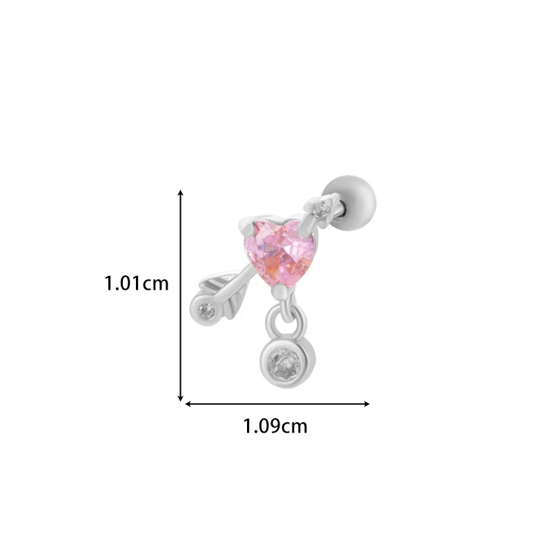 Titanium Steel And Copper Earrings With Inlaid Zircon Heart Bow Bear Design Electroplated For Women Fashion Flower Style - Image 21