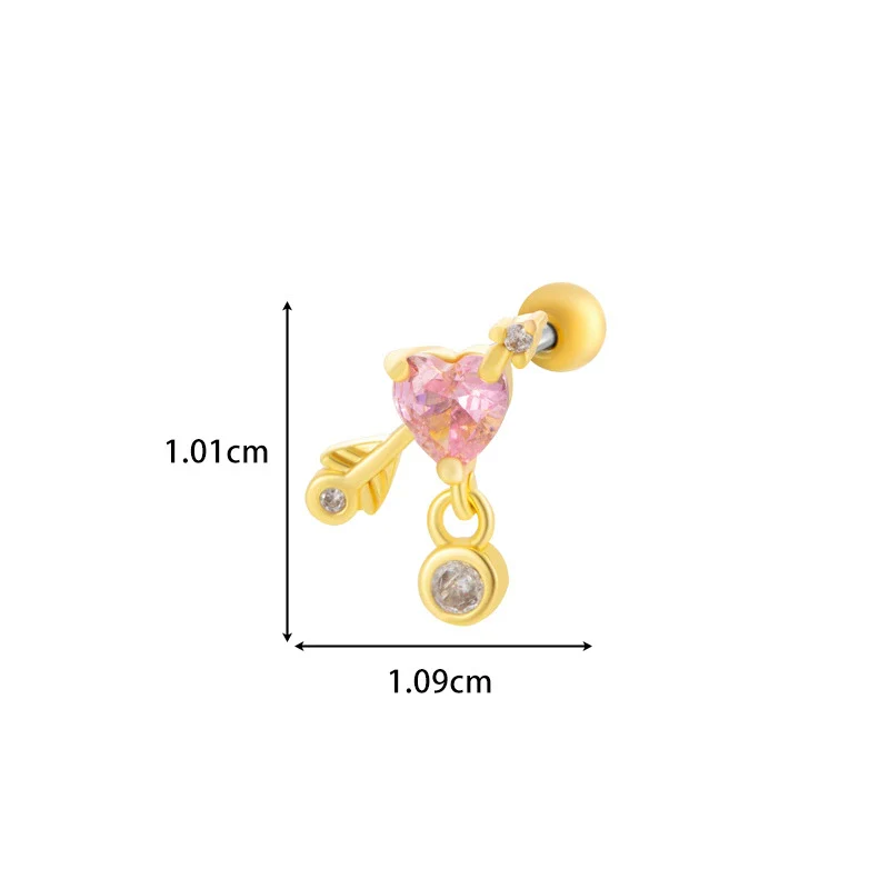 Titanium Steel And Copper Earrings With Inlaid Zircon Heart Bow Bear Design Electroplated For Women Fashion Flower Style - Image 22