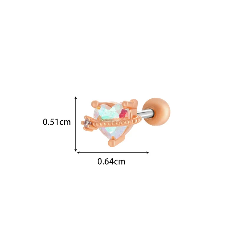 Titanium Steel And Copper Earrings With Inlaid Zircon Heart Bow Bear Design Electroplated For Women Fashion Flower Style - Image 8