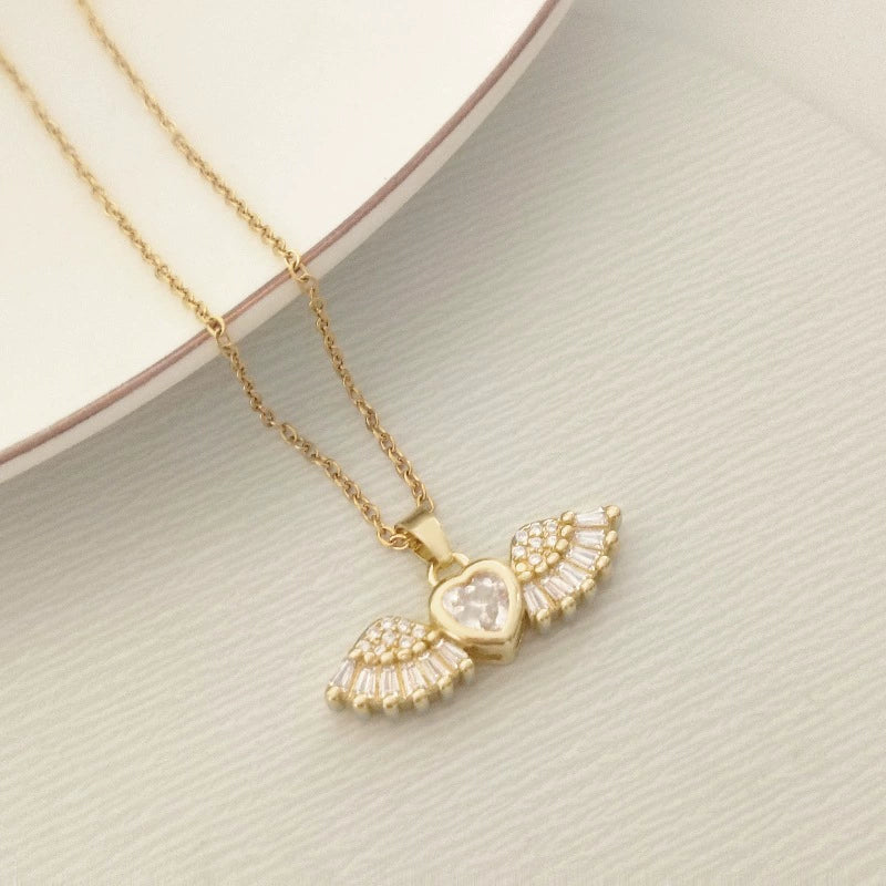 Titanium Steel And Copper Women's Heart Shape Elegant Microinlaid True Gold Light Luxury Electroplated Necklace With Cross Chain - Image 10