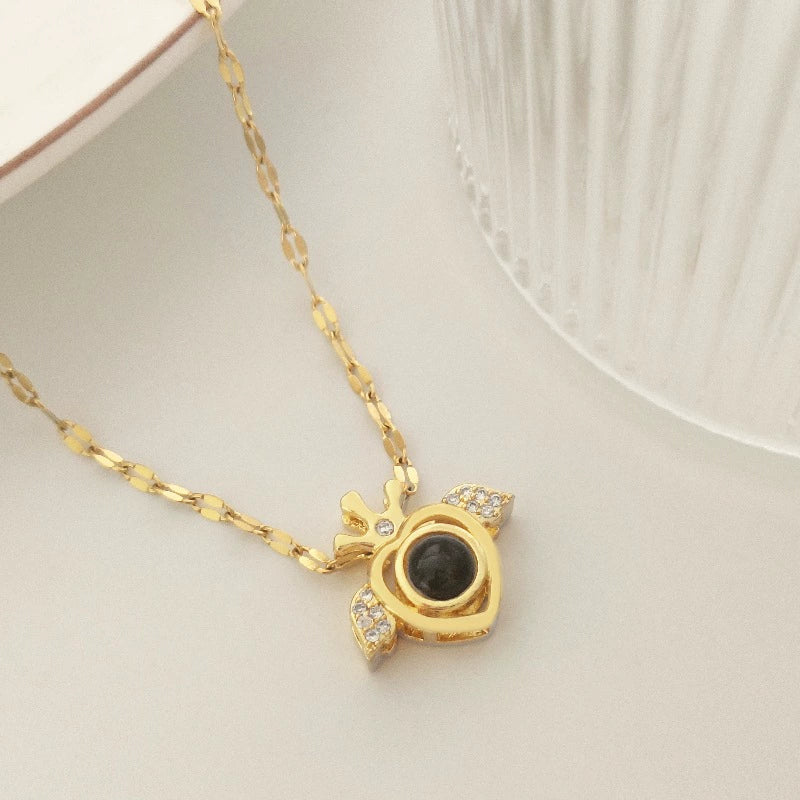 Titanium Steel And Copper Women's Heart Shape Elegant Microinlaid True Gold Light Luxury Electroplated Necklace With Cross Chain - Image 18