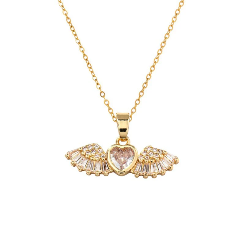 Titanium Steel And Copper Women's Heart Shape Elegant Microinlaid True Gold Light Luxury Electroplated Necklace With Cross Chain - Image 5