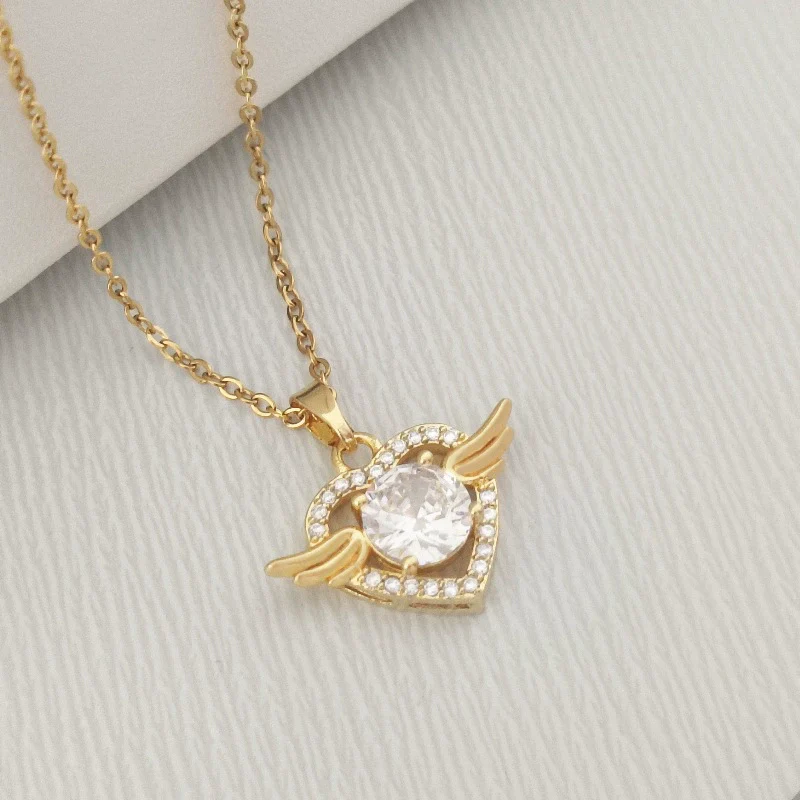 Titanium Steel And Copper Women's Heart Shape Elegant Microinlaid True Gold Light Luxury Electroplated Necklace With Cross Chain - Image 8