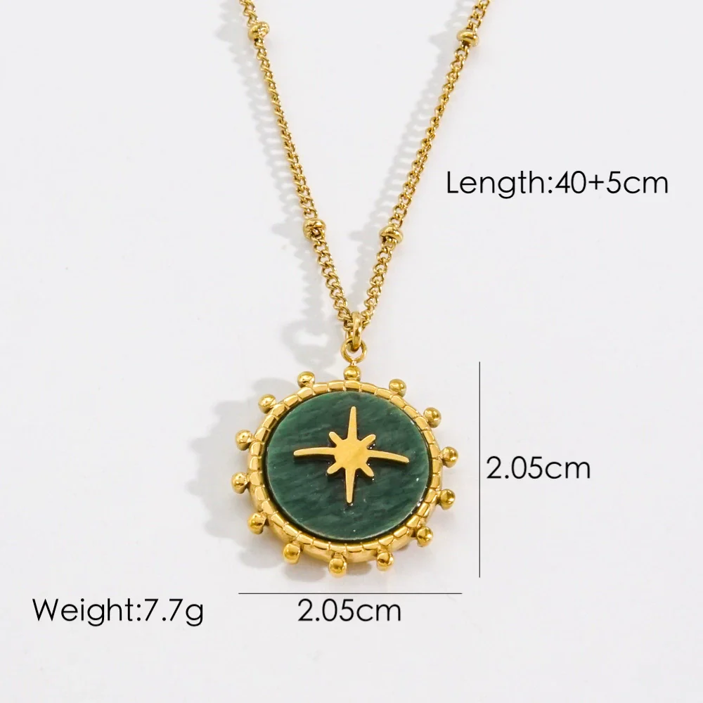 Titanium Steel And Natural Stone Women's Necklace With Geometric Pattern And Ball Chain In Light Luxury Style - Image 6