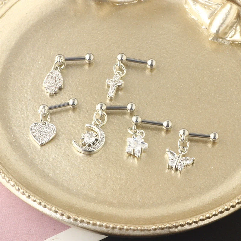 Titanium Steel And Stainless Steel Women's Heart And Star Zircon And Diamond Earrings - Image 5