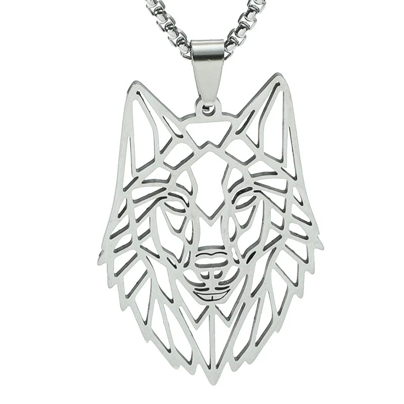 Titanium Steel Animal Wolf Head Cut Out Pendant Necklace For Men Electroplated Punk Style - Image 5