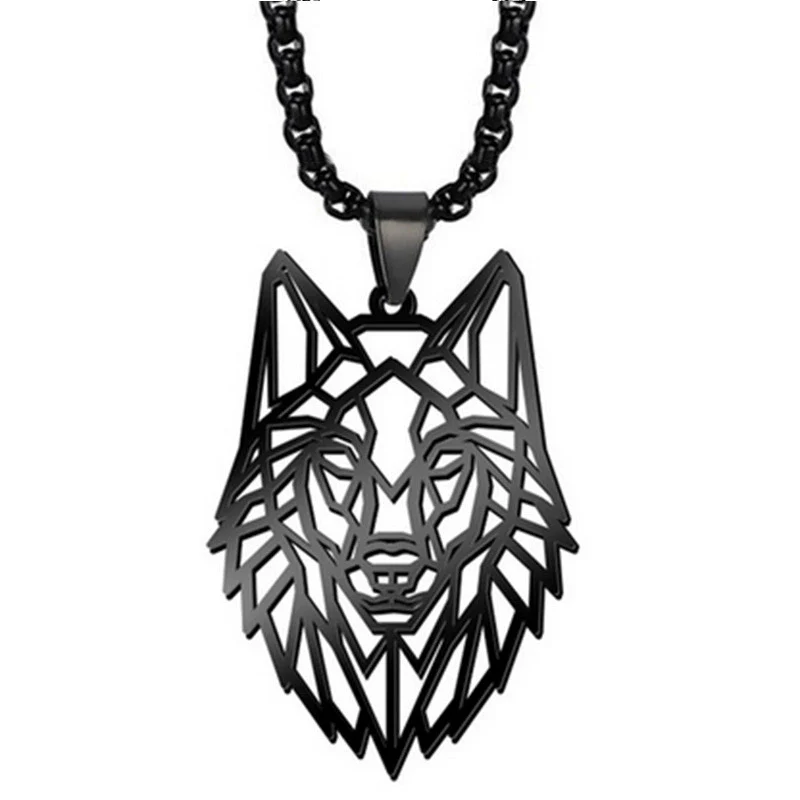 Titanium Steel Animal Wolf Head Cut Out Pendant Necklace For Men Electroplated Punk Style - Image 6