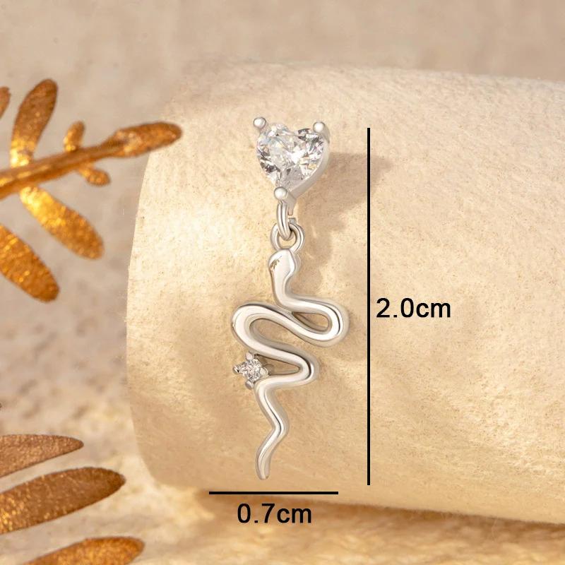 Titanium Steel Animals Zodiac Snake Pendant Inlaid Zircon Girls' Earrings - Image 2