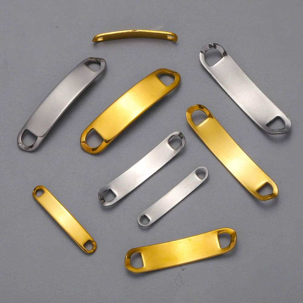 Titanium Steel Bracelet Connector Jewelry Accessories Geometric Bend Card Shape 18K Plated - Image 3