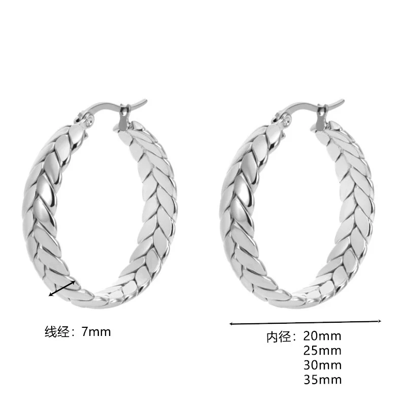 Titanium Steel Braided Circle Geometric Earrings For Women With Polishing Treatment - Image 6