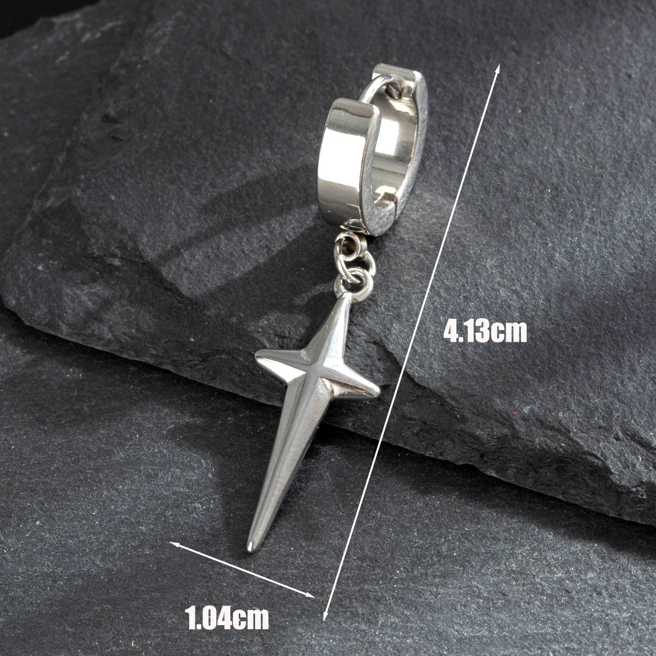 Titanium Steel Casting Cross Star High Sense Hip Hop Unisex Earrings - Image 7