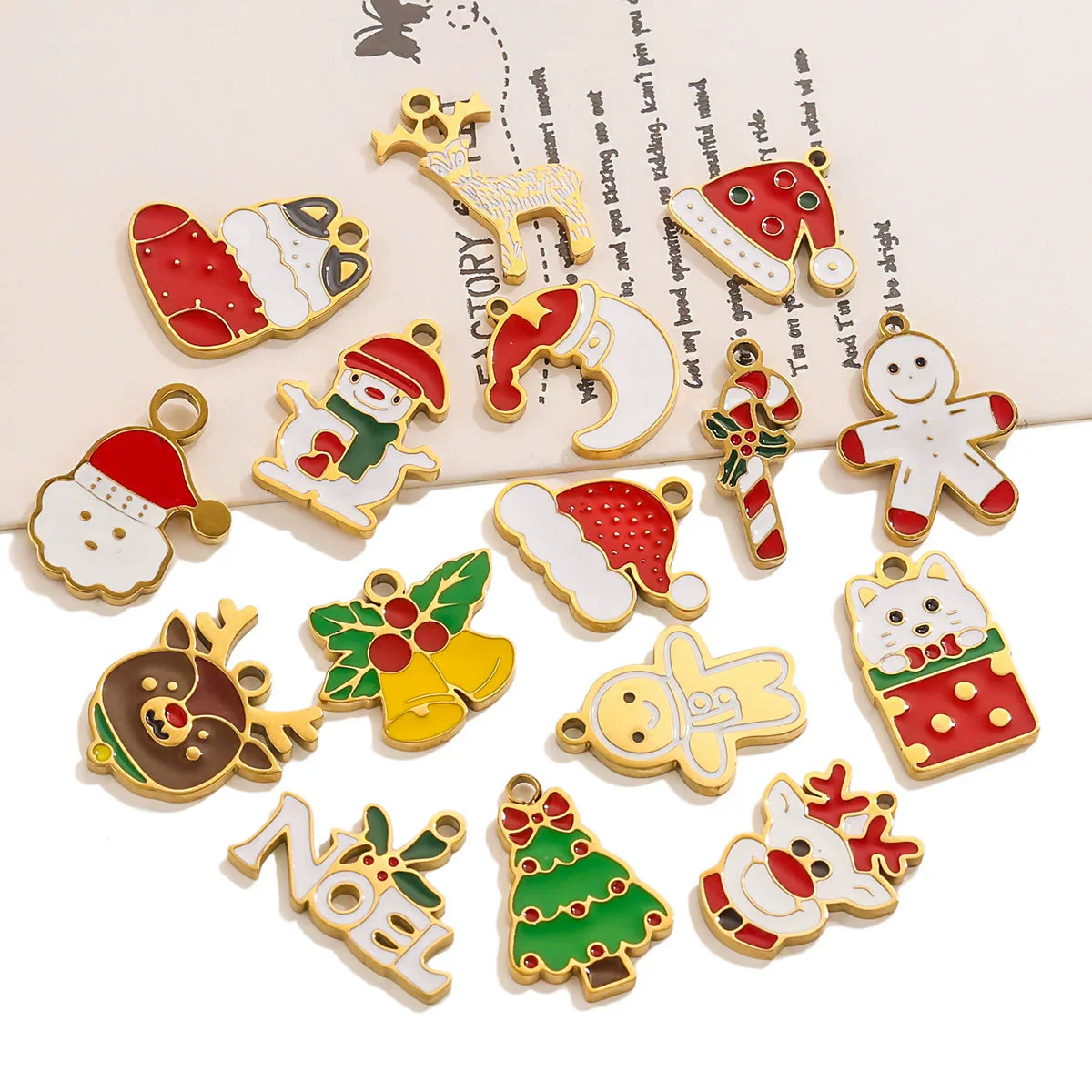 Titanium Steel Christmas Badge Pendant Tag Accessories With Letters Numbers Text Electroplated