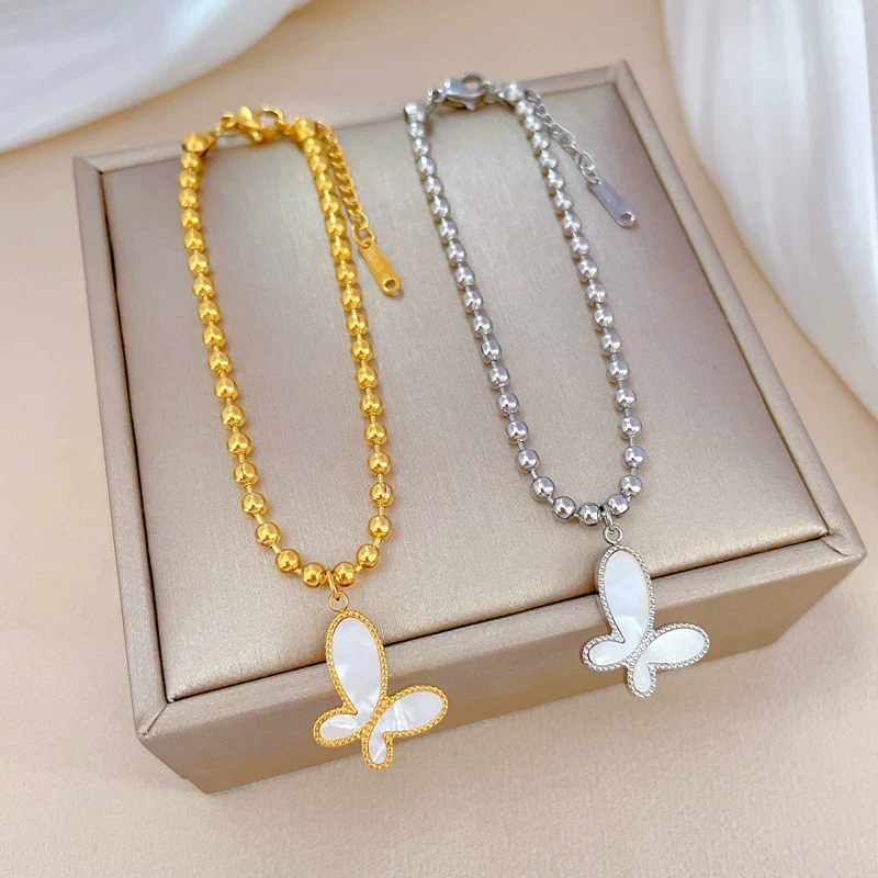 Titanium Steel Constellation Butterfly Ball Chain Bracelet For Women Electroplated Retro Style - Image 3