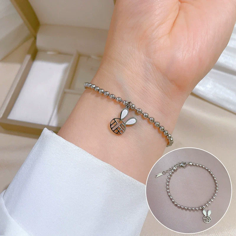 Titanium Steel Constellation Gold Inlaid Round Bead Bracelet For Women - Image 2