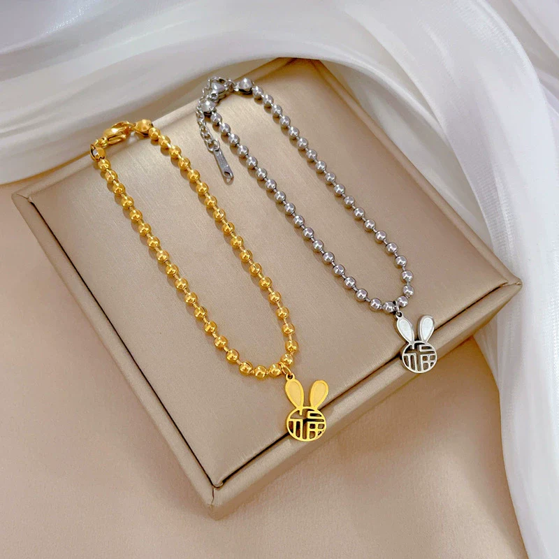 Titanium Steel Constellation Gold Inlaid Round Bead Bracelet For Women - Image 3