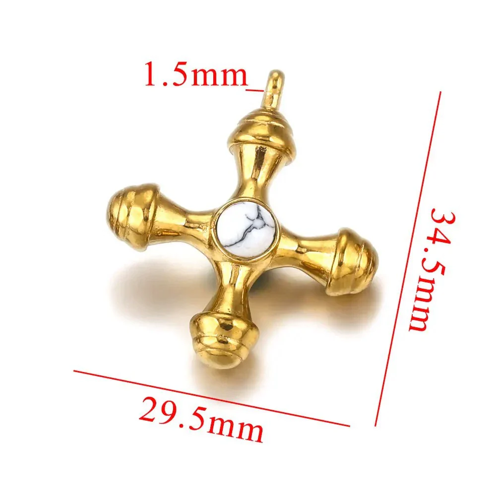 Titanium Steel Cross Pendant Clavicle Chain With Natural Tiger Eye Stone Light Luxury Retro Style - Image 14
