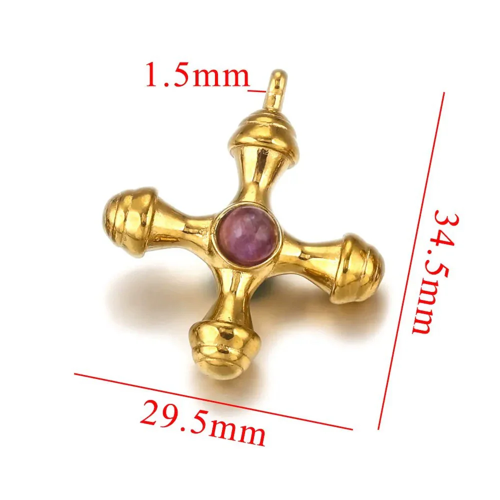 Titanium Steel Cross Pendant Clavicle Chain With Natural Tiger Eye Stone Light Luxury Retro Style - Image 16