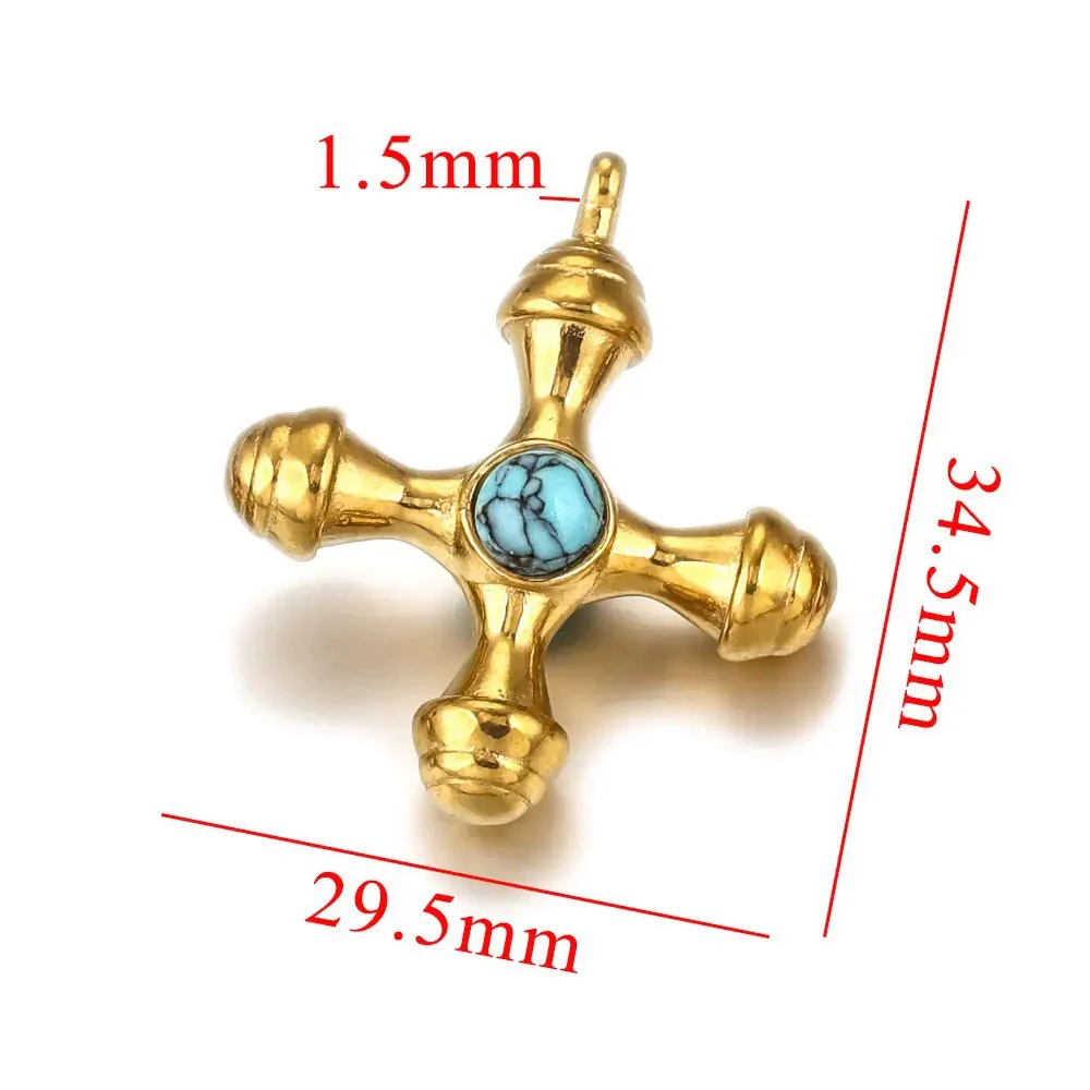 Titanium Steel Cross Pendant Clavicle Chain With Natural Tiger Eye Stone Light Luxury Retro Style - Image 4