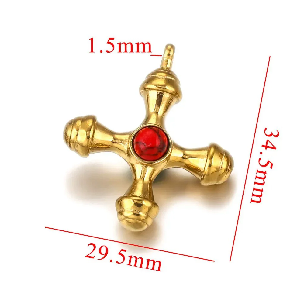 Titanium Steel Cross Pendant Clavicle Chain With Natural Tiger Eye Stone Light Luxury Retro Style - Image 9