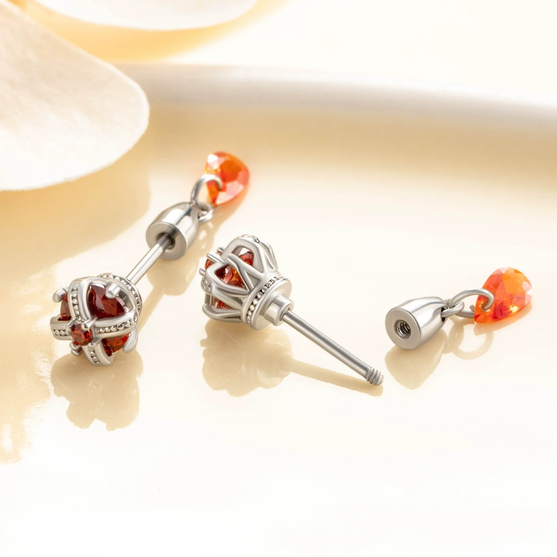 Titanium Steel Crown Pattern Electroplated Women's Ear Bone Nail