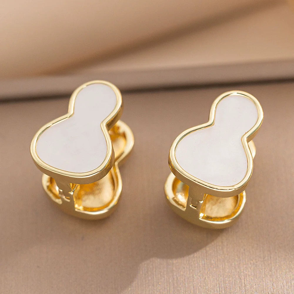 Titanium Steel Doublesided Gourd Geometric Light Luxury Electroplated Women's Earrings - Image 4