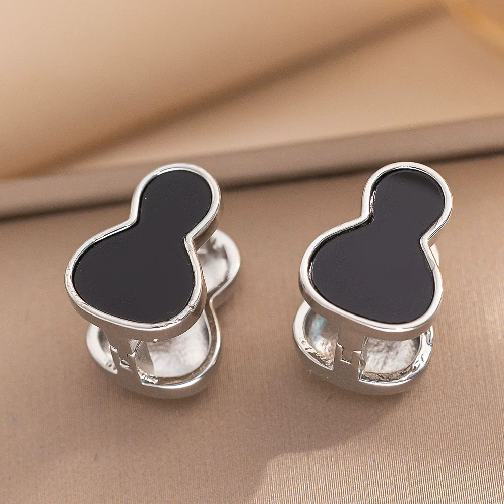 Titanium Steel Doublesided Gourd Geometric Light Luxury Electroplated Women's Earrings - Image 7