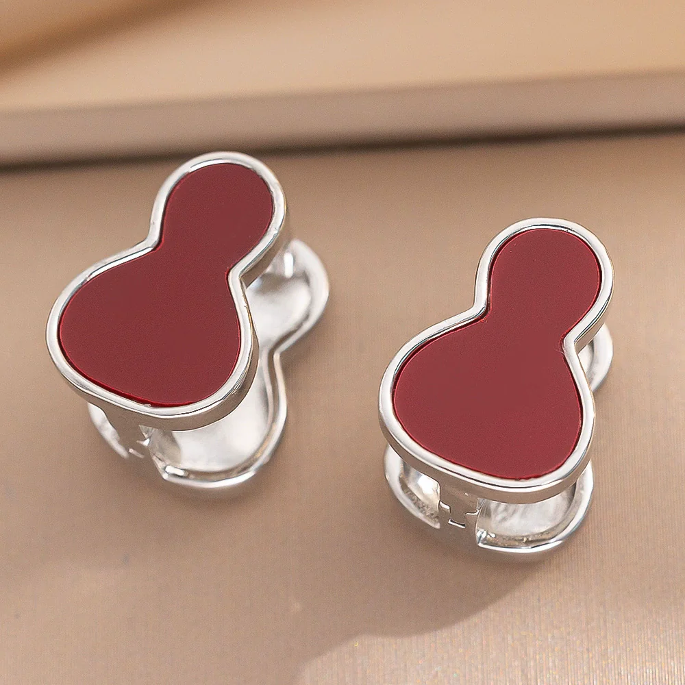 Titanium Steel Doublesided Gourd Geometric Light Luxury Electroplated Women's Earrings - Image 8